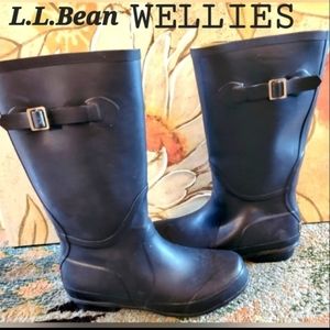 WELLIES LL BEAN Kate Mos Festival Rubber Waterproof Bĺue Mud Rain Party Boots 10